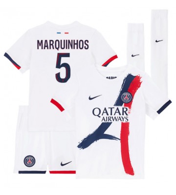 Paris Saint-Germain Marquinhos #5 Borta Kläder Barn 2025-26 Kortärmad (+ Korta byxor)